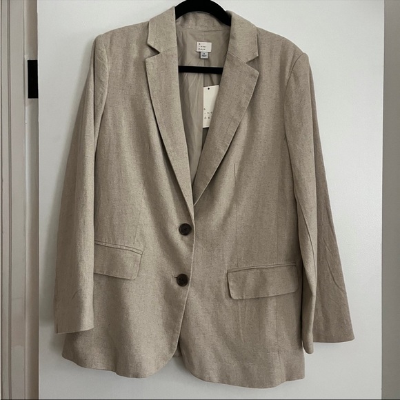 NWT oversized linen blazer tan small a new day - Picture 4 of 6